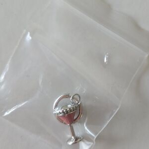 Studs Brand Pink And Silver Pumptini Charm Huggie